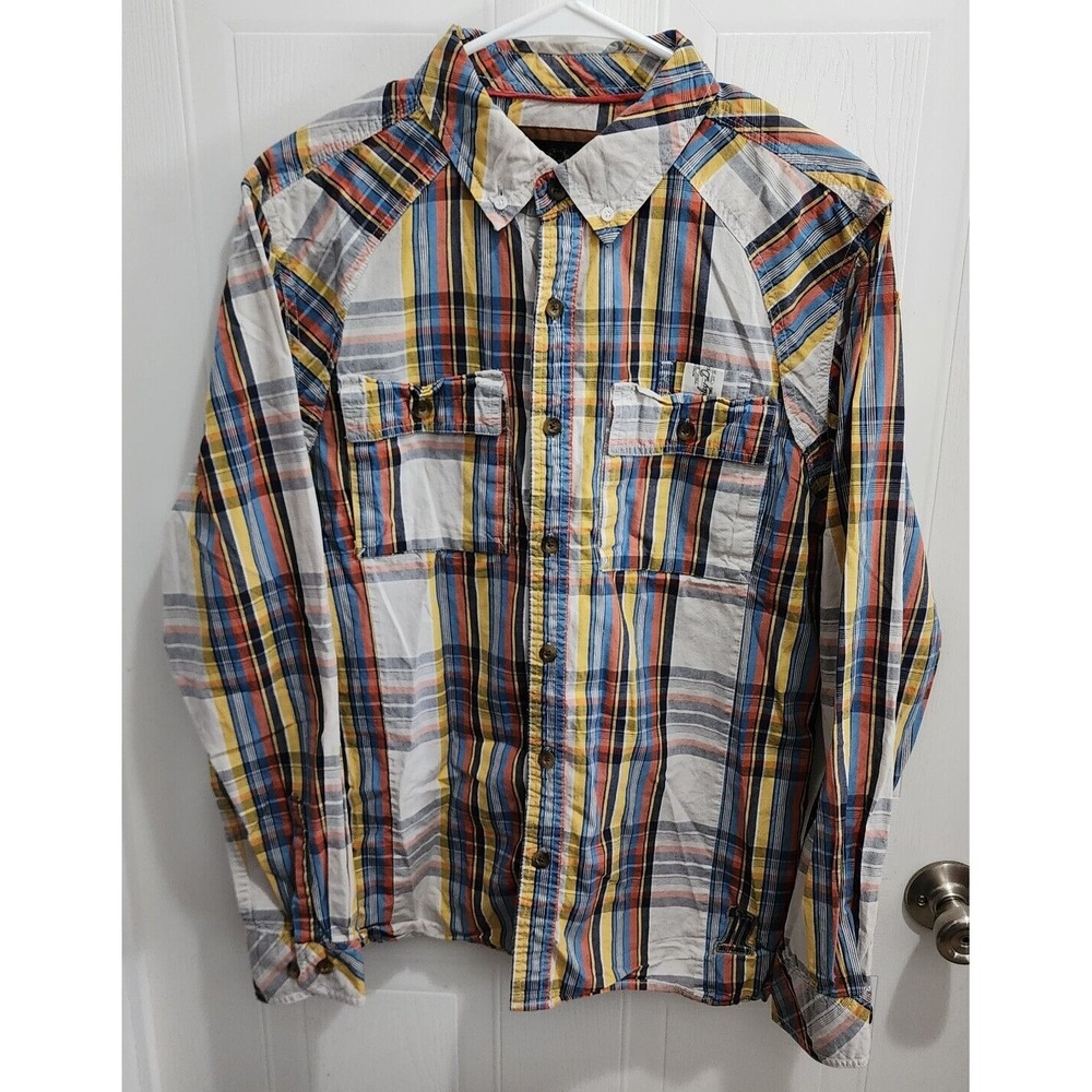 Harley‎ Davidson Colorful Plaid Long Sleeve Button Up Shirt Embroidered Size M